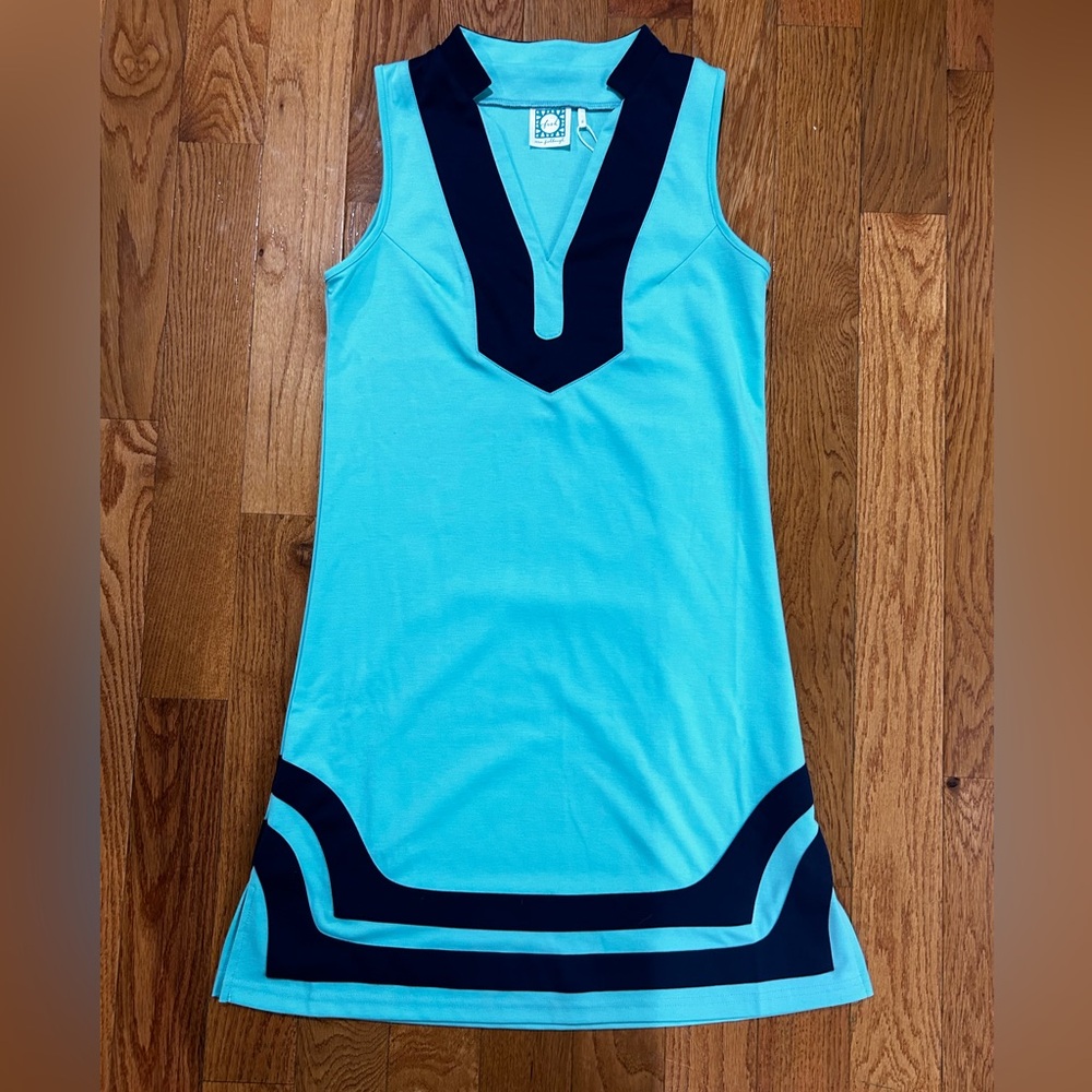 vfish (Vera Fishbaugh) color-block blue mini dress S